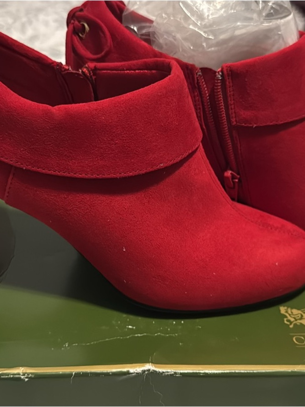 Coach Red Suede Ankle Booties with Side Zip
